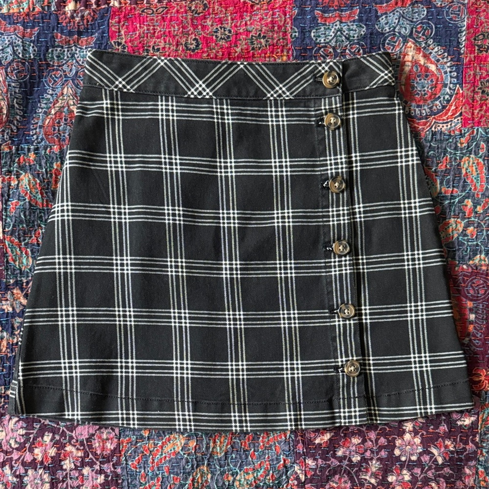 H&M Black and White Plaid Mini Skirt